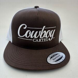 Cowboy Cartel Flat Bill Trucker Mesh Snapback White Yupoong 6006